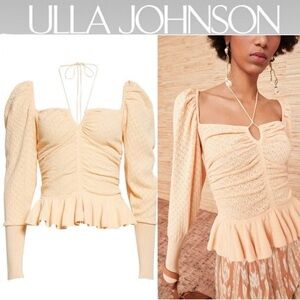 Ulla Johnson Leland Puff Sleeve Halter Top in Honey Peach sz M NWT 495$